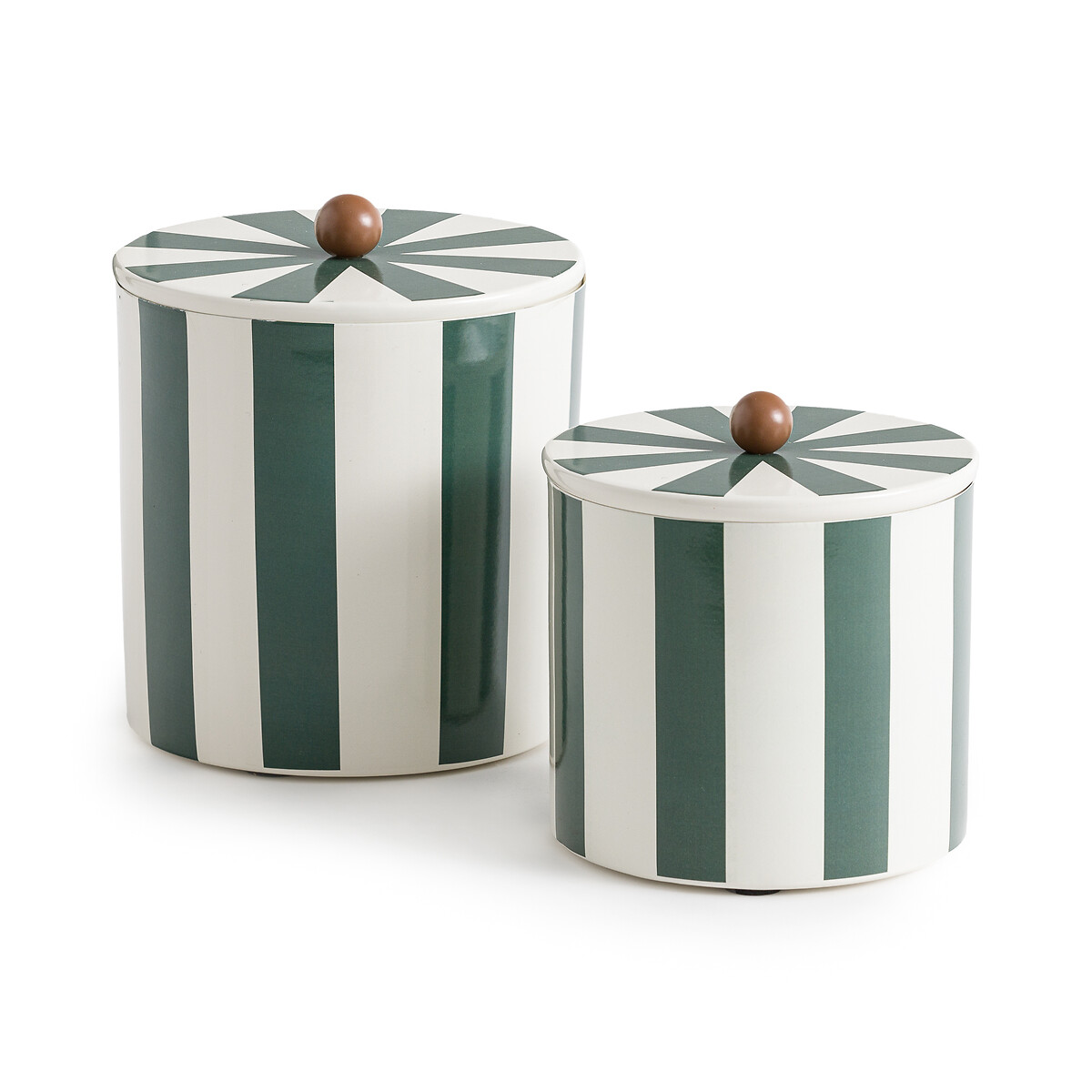 Комплект из двух банок из металла (зеленый/экрю)