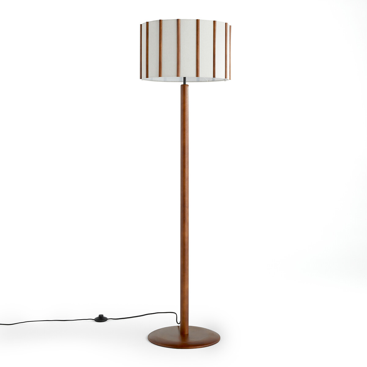 Торшер из гевеи и льна