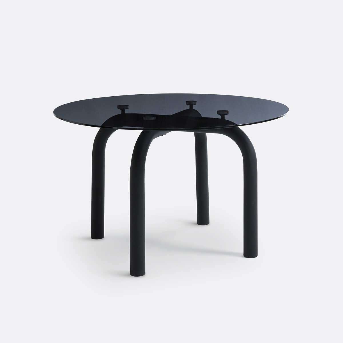 Стол круглый из тонированного стекла и стали на четыре персоны