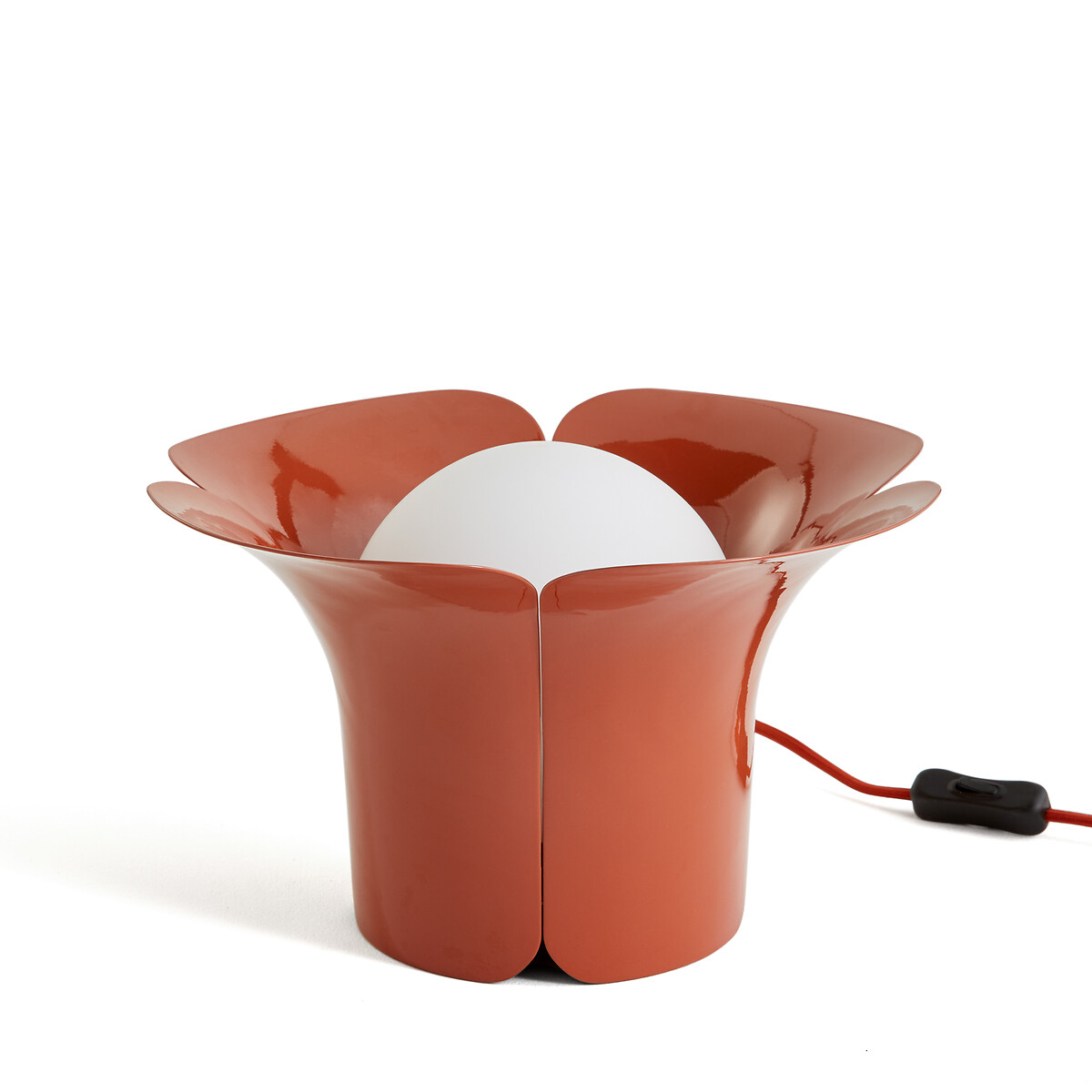 Лампа настольная в форме тюльпана из железа и опалового стекла