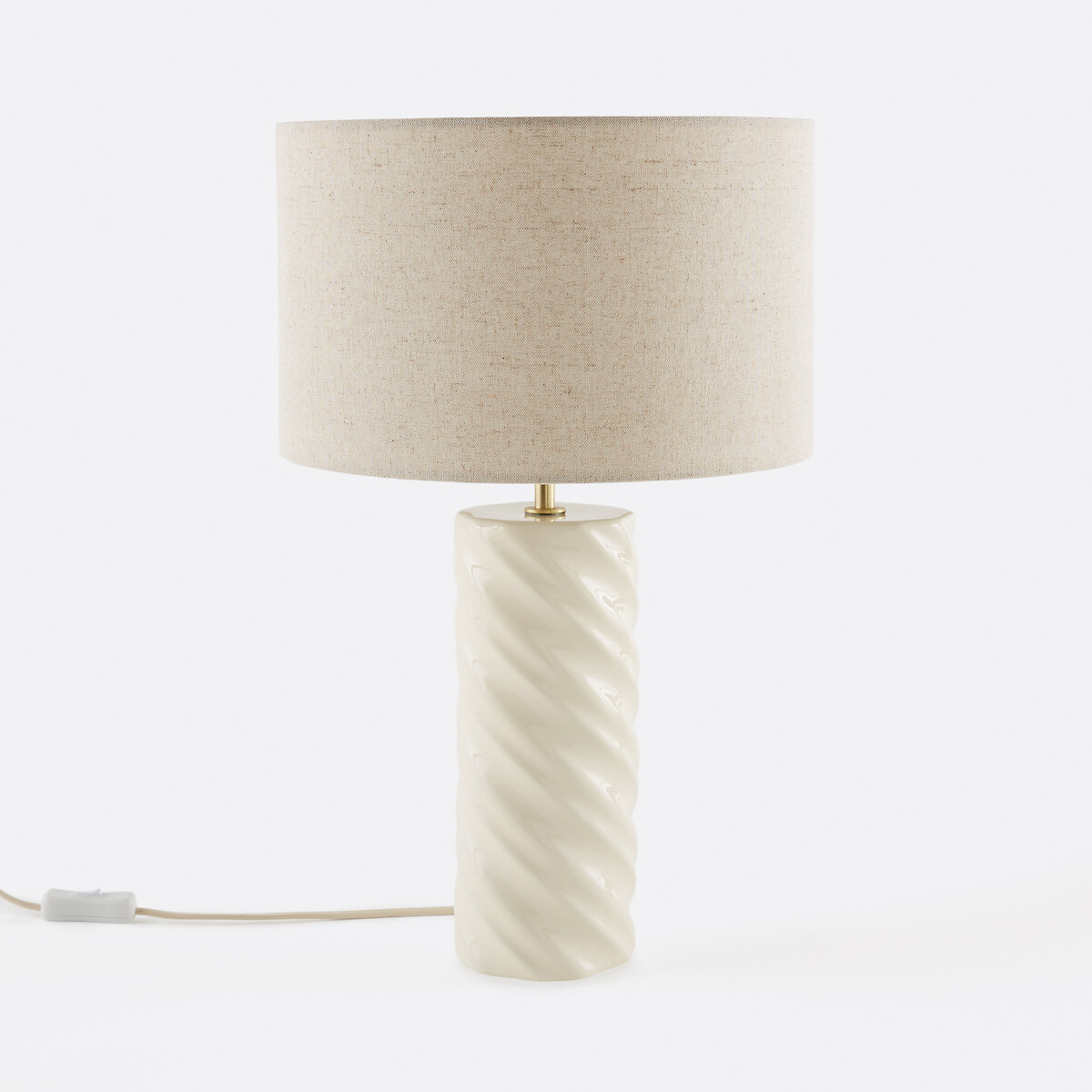 Настольная лампа из керамики и льна (экрю)
