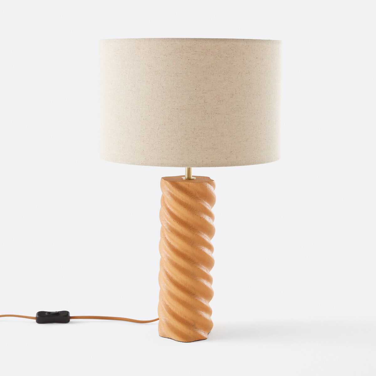 Настольная лампа из дуба и льна