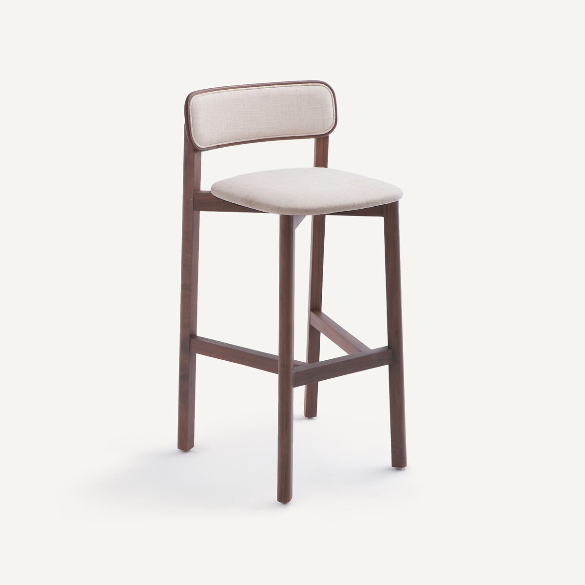 Стул барный изо льна и орехового дерева