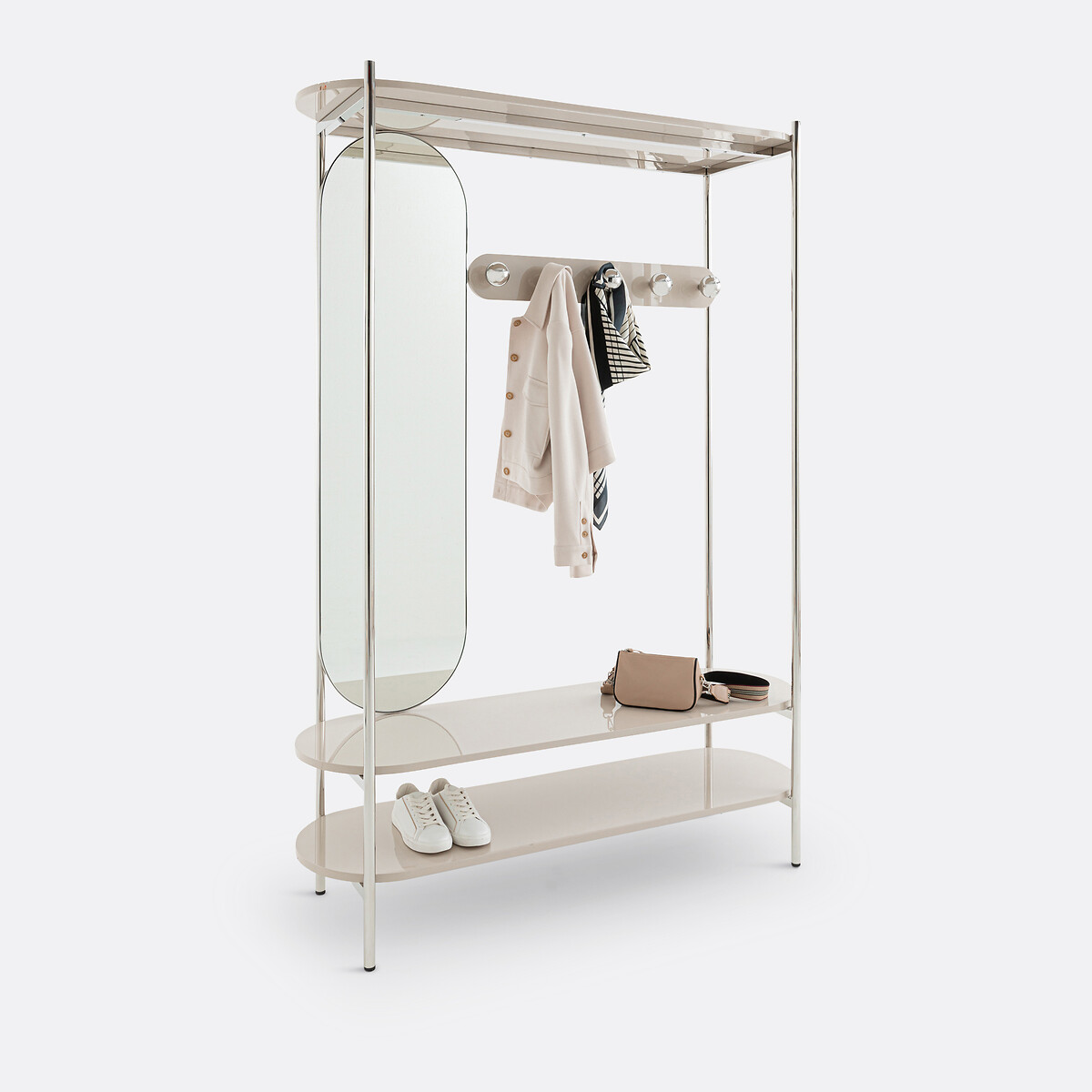 Гардероб из стали и МДФ с зеркалом