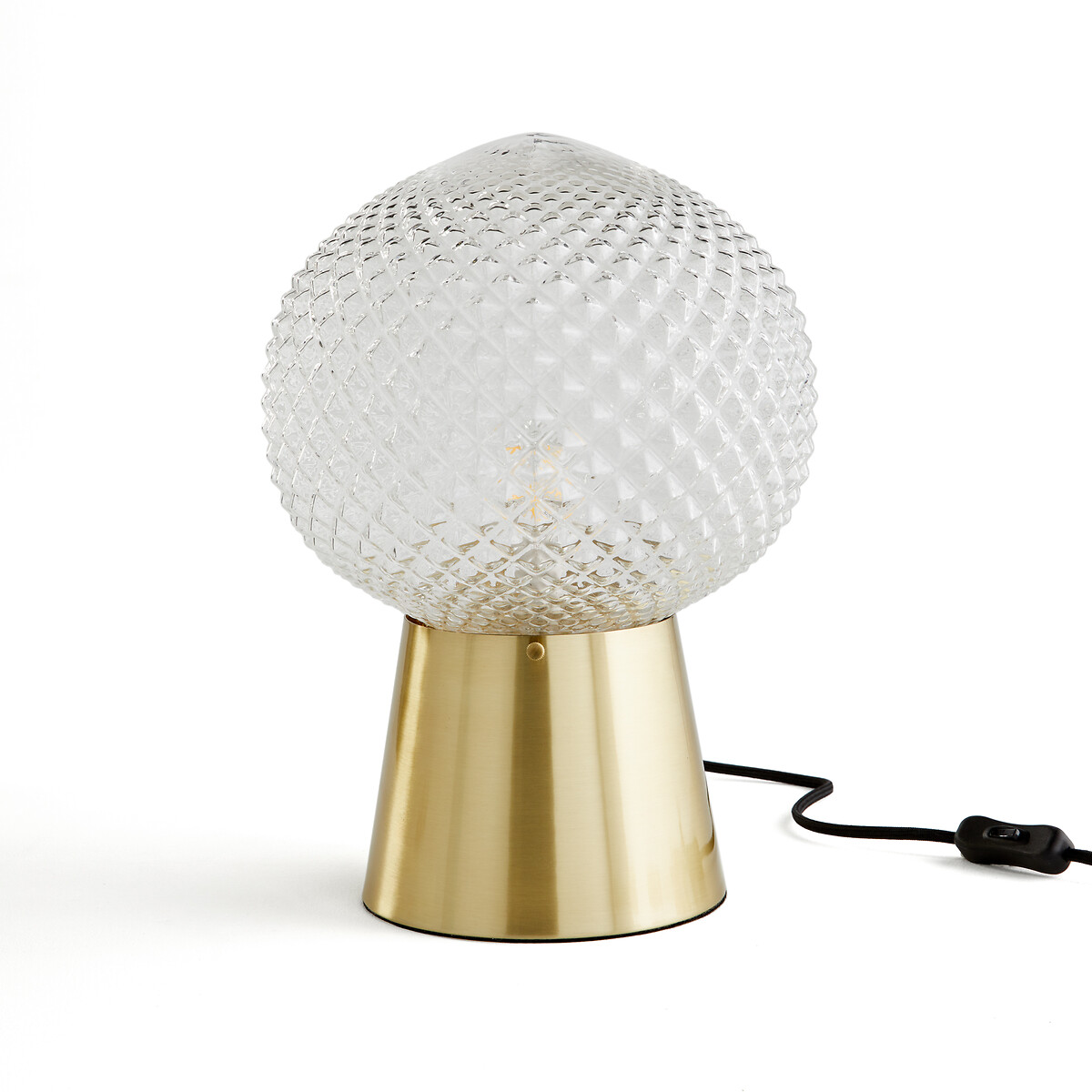 Лампа настольная из резного стекла с отделкой латунь