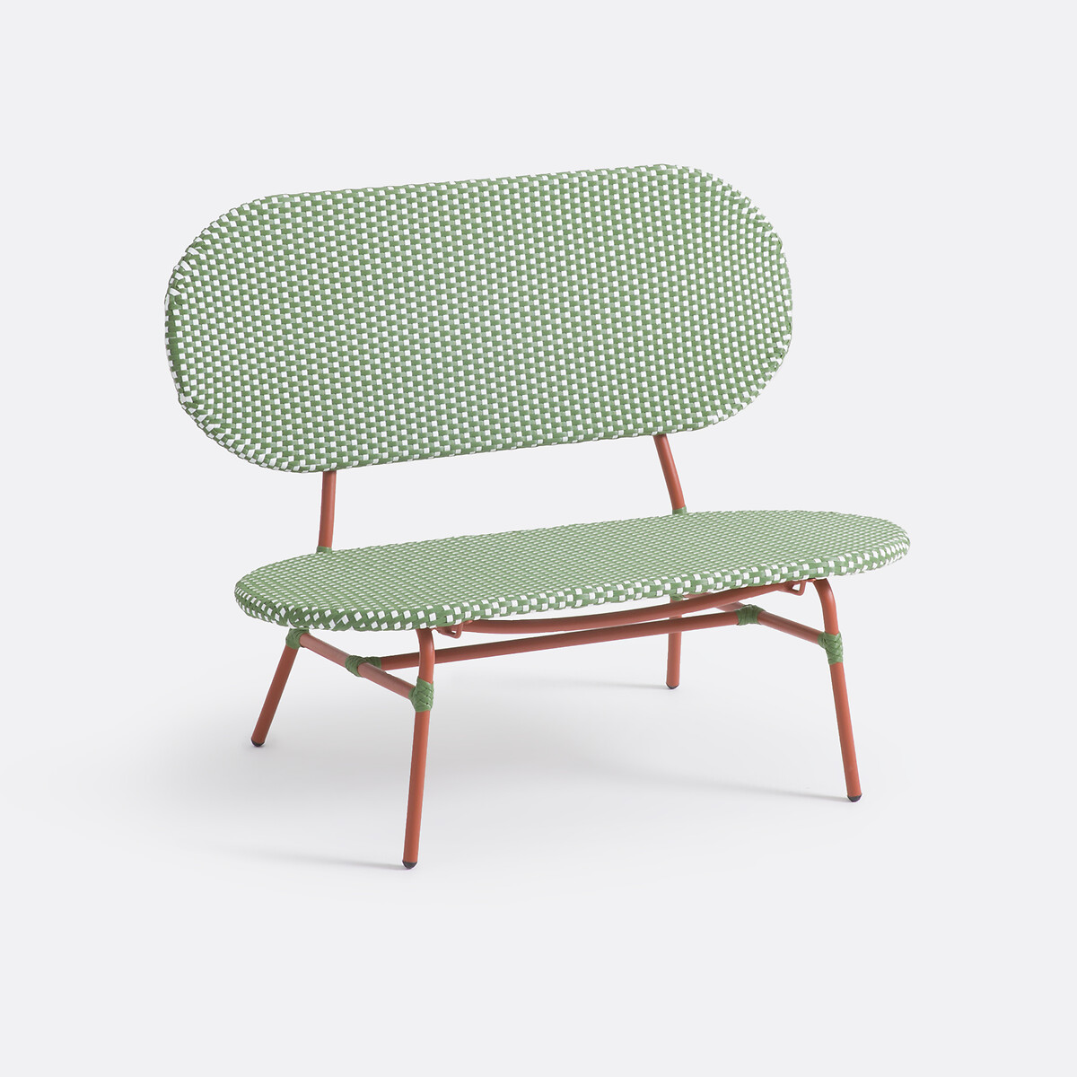 Скамья садовая из стали и плетеного пластика