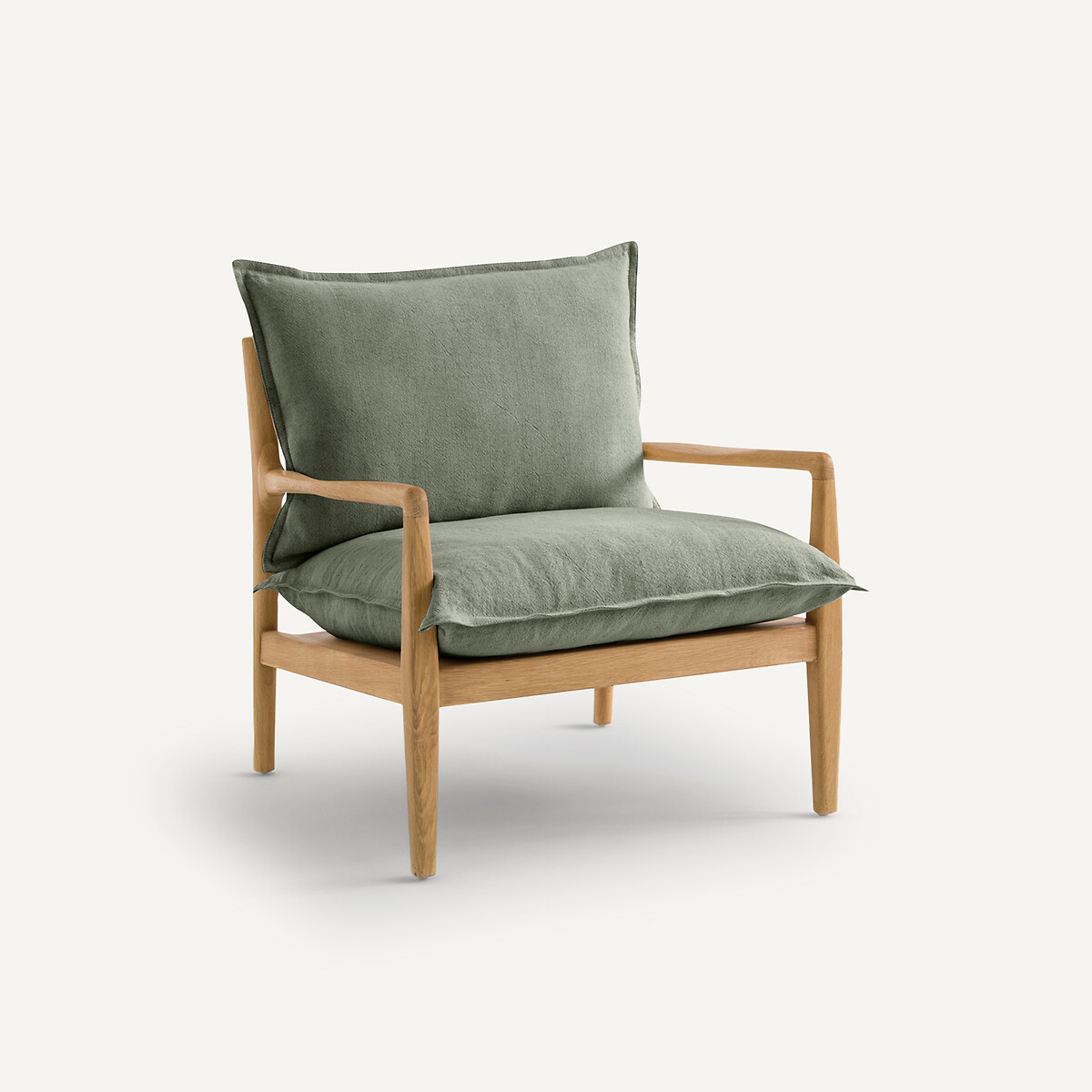 Кресло с хлопковой/льняной тканью (зеленый шалфей)