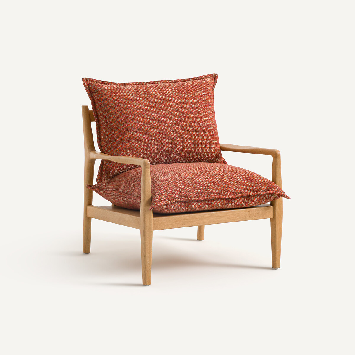 Кресло с хлопковой/льняной тканью ( кирпичный)