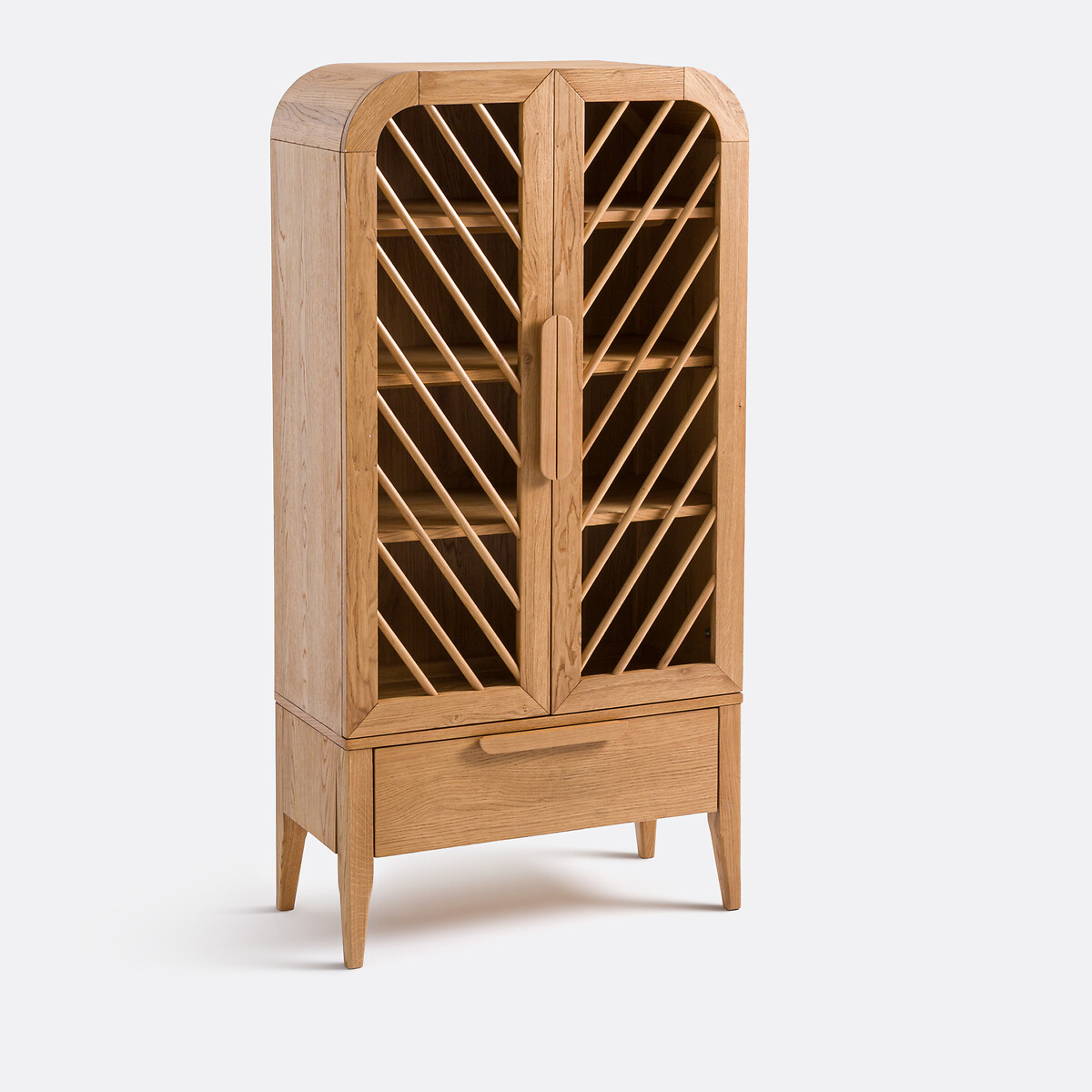 Буфет высокий с двумя дверцами и одним ящиком из массива дуба