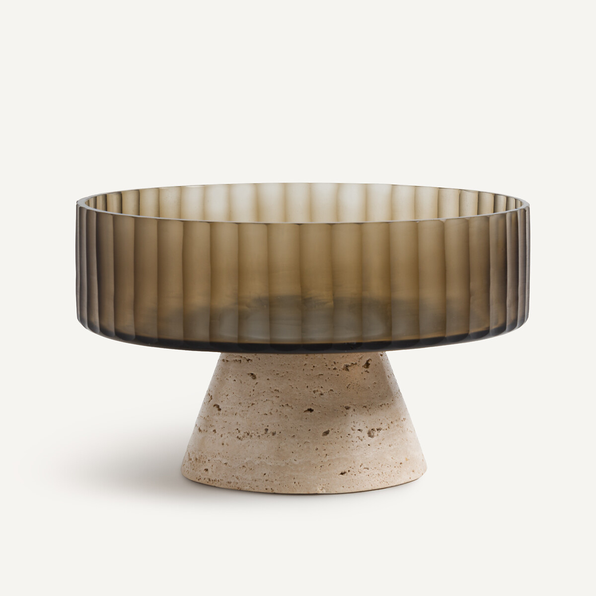 Чаша на ножке из стекла и травертина