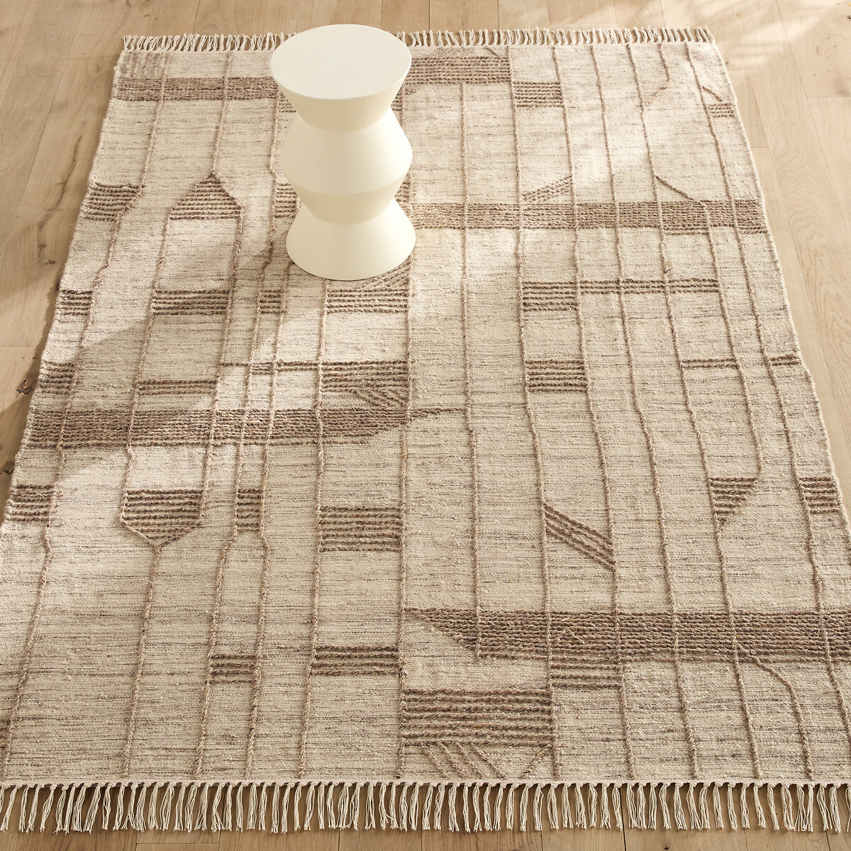 Ковер ручной работы из шерсти и хлопка(бежевый меланж)