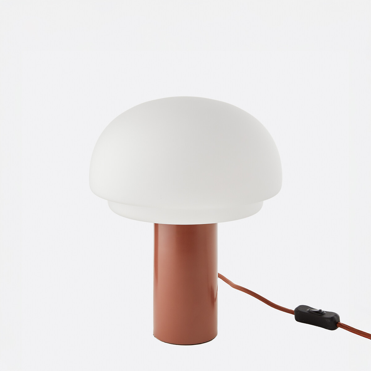 Лампа из опалового стекла и черного металла, высота 27,5 см