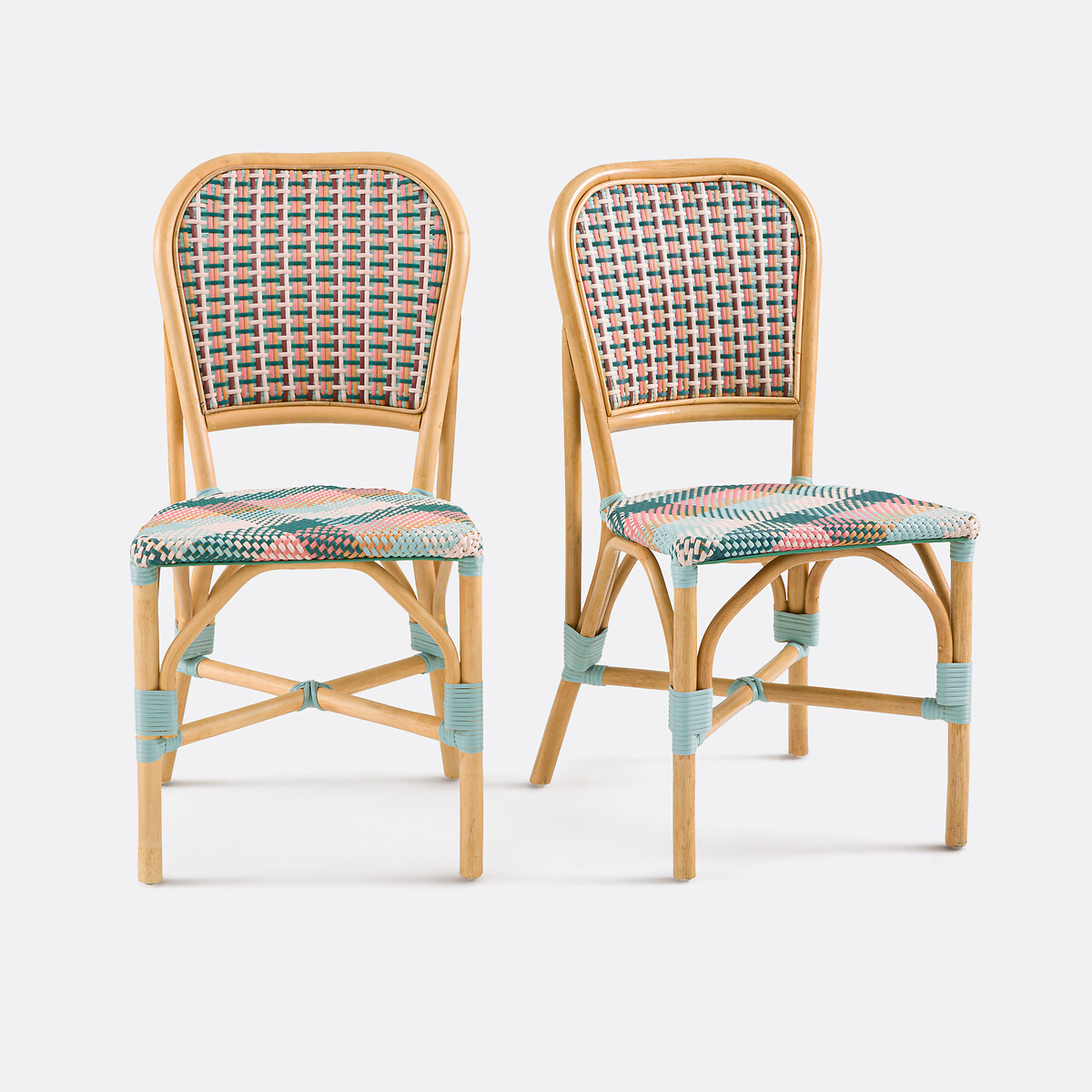 Комплект из 2 плетеных стульев с рисунком тартан