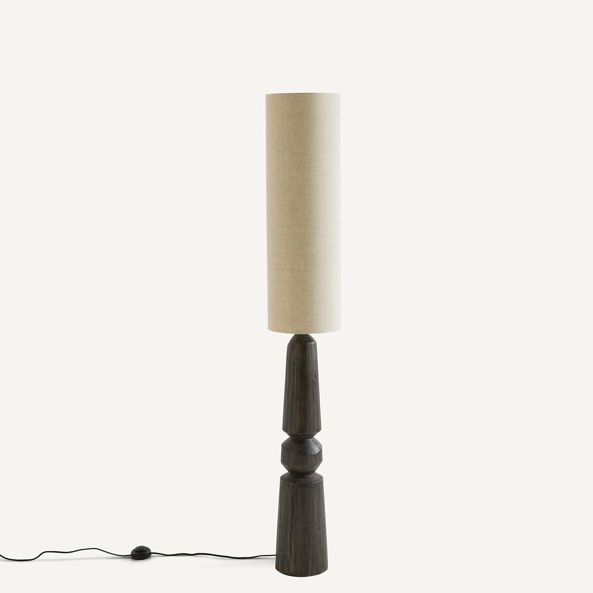 Торшер из мангового дерева и льна