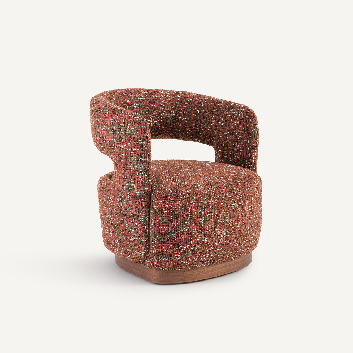 Вращающееся кресло, основание из ореховой древесины, фактурная ткань