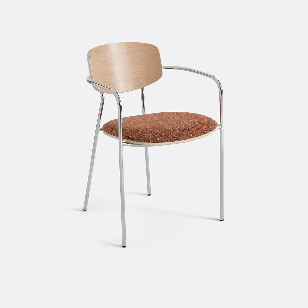 Обеденное кресло из хрома и дерева