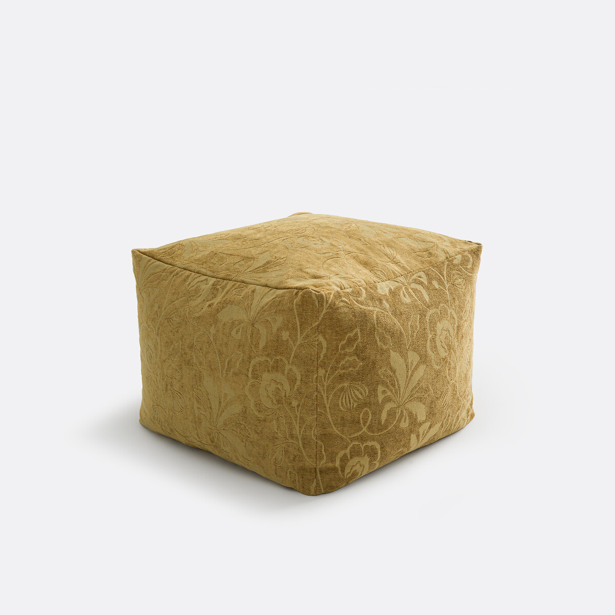 Пуф в велюровой обивке с жаккардовым узором в виде цветов