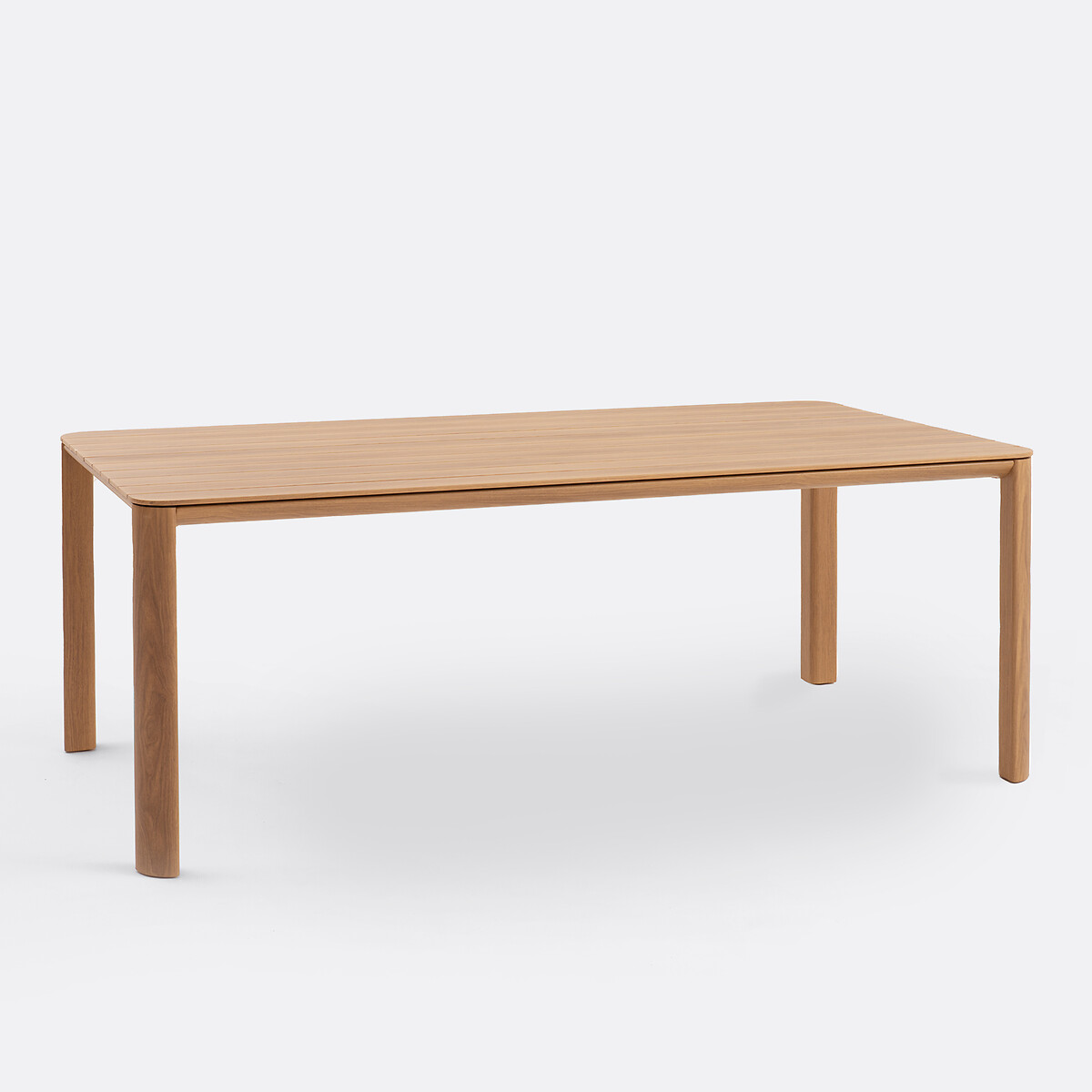 Обеденный садовый стол из алюминия с отделкой под тик, рассчитанный на 6–8 персон