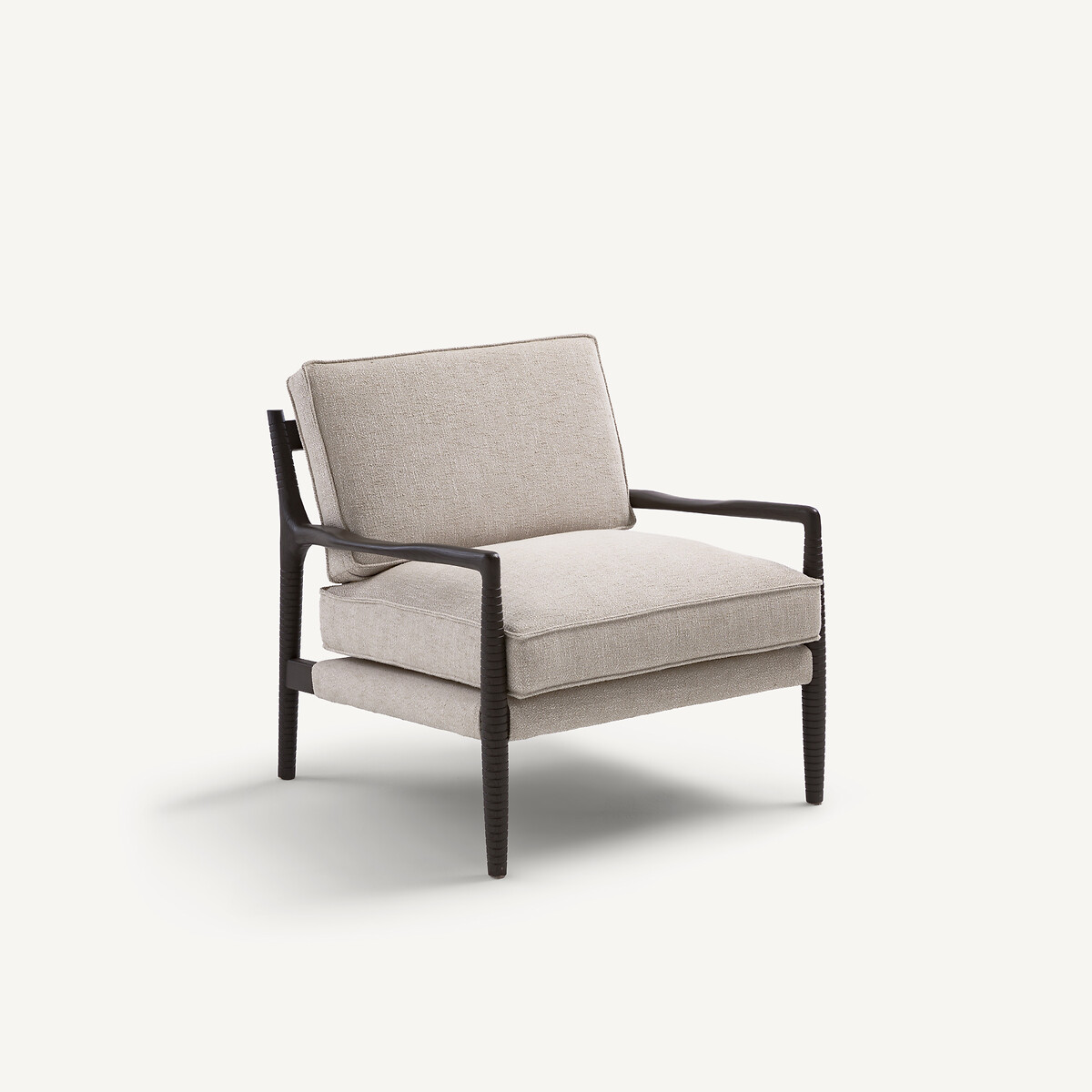 Кресло из тонированного ясеня и меланжевой хлопковой ткани