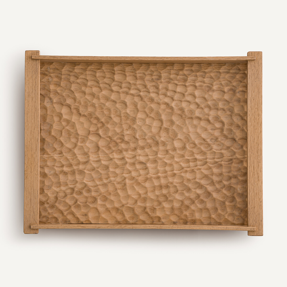 Прямоугольный поднос из массива дуба с рельефной поверхностью, глубина 37 см