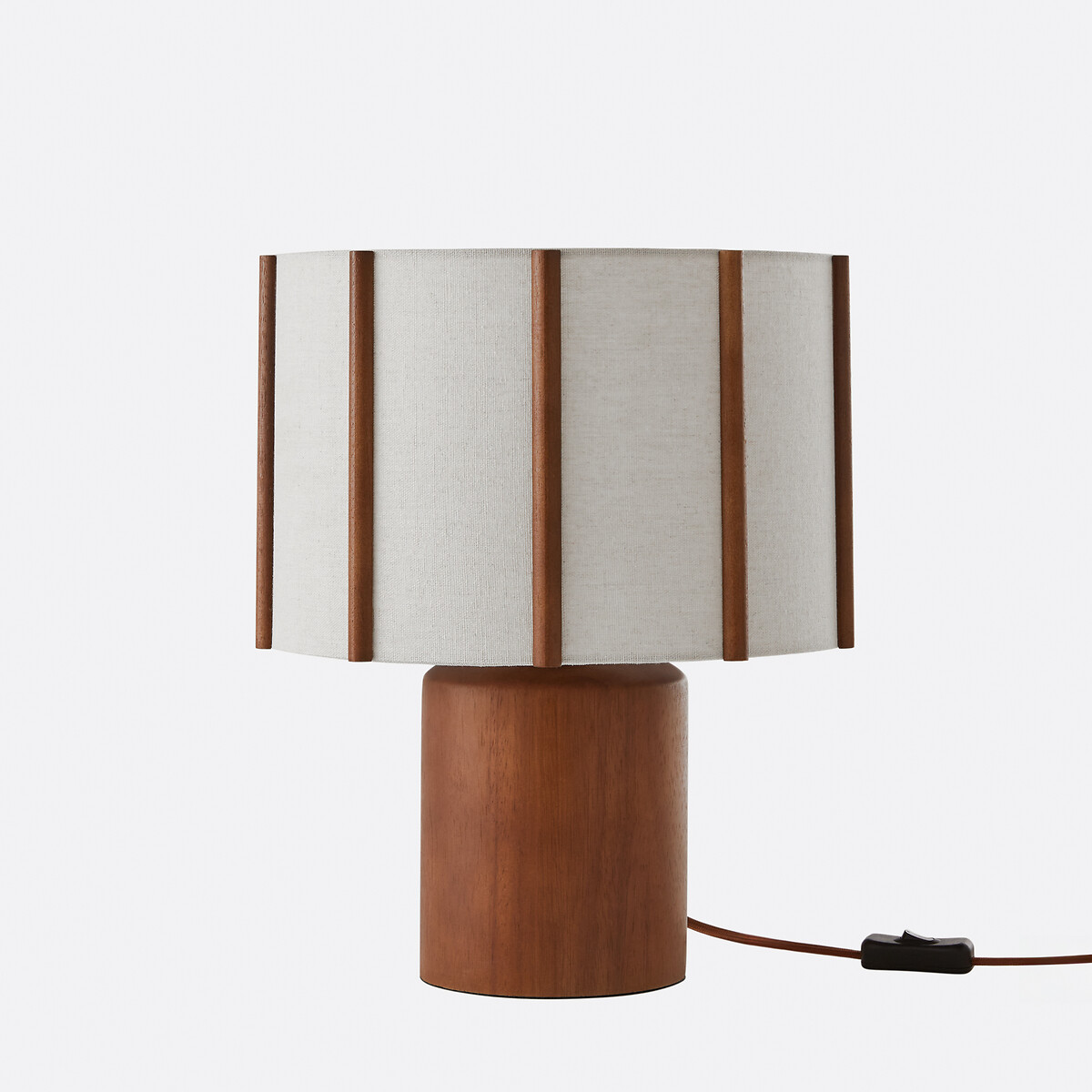 Настольная лампа из гевеи и льна