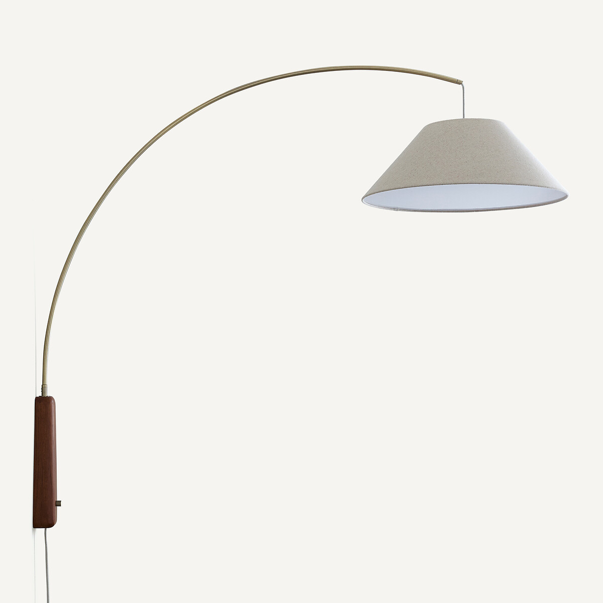 Настенный светильник с подвижным креплением из тонированного дуба и льна