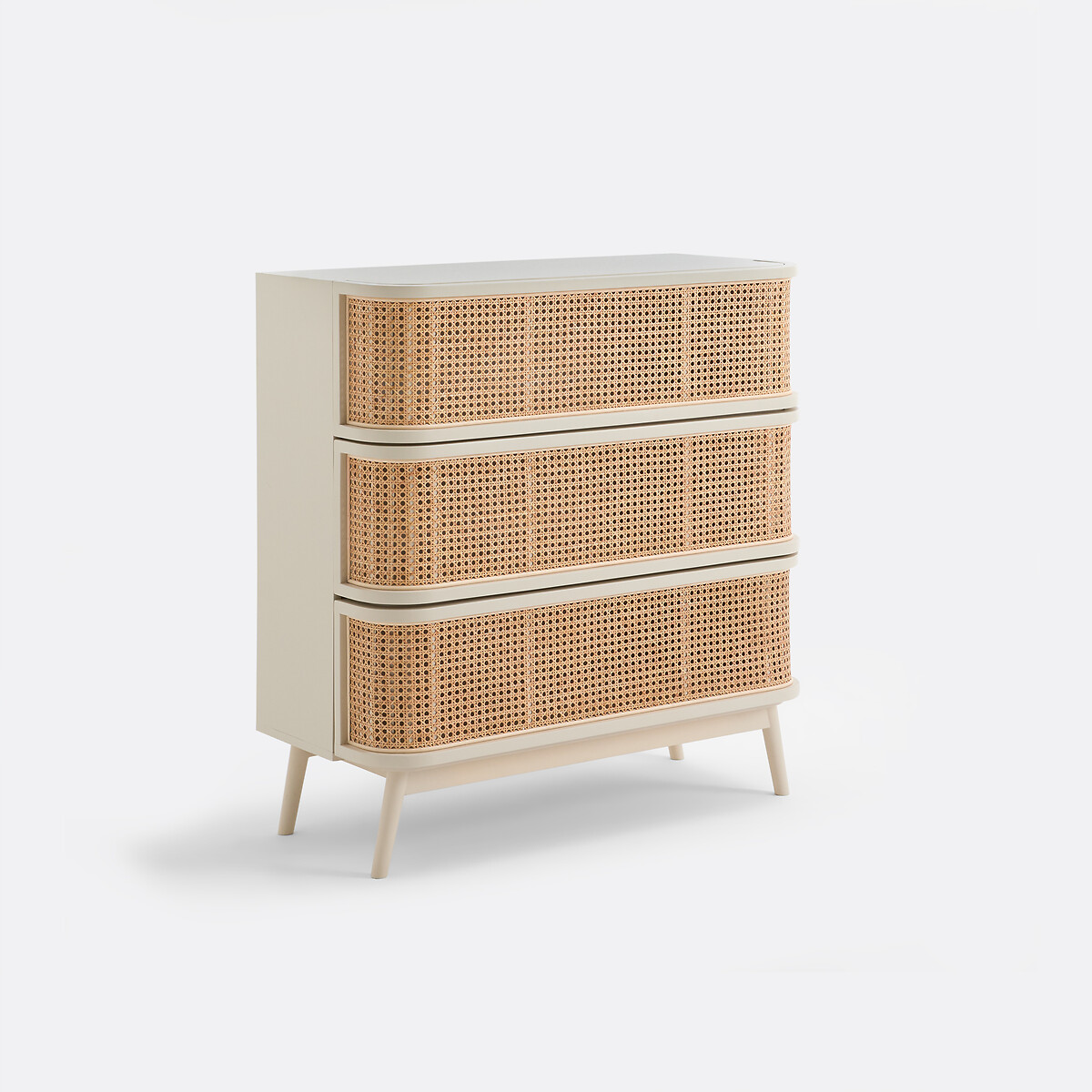 Комод, 3 ящика, с фасадом из ротанга