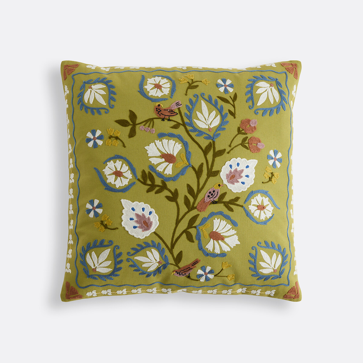 Квадратный чехол для подушки, хлопок с вышивкой