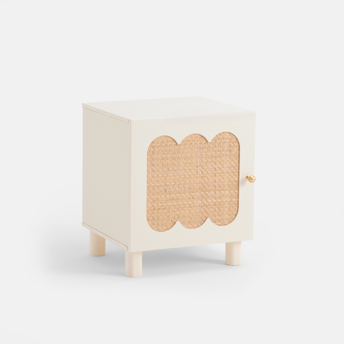 Прикроватная тумба с 1 дверцей, дуб и ротанг