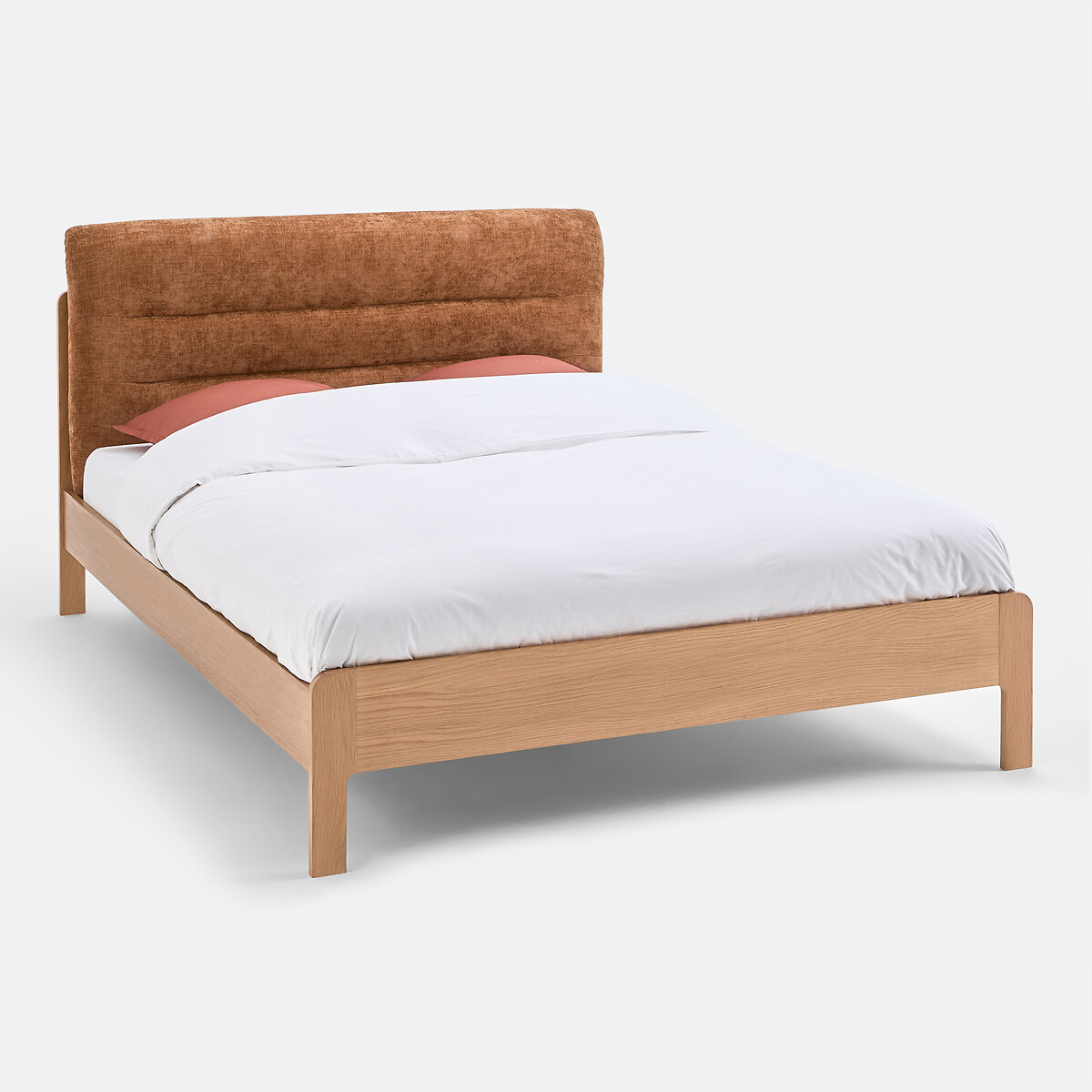 Кровать из дуба с основанием, изголовье мягкое, обитое