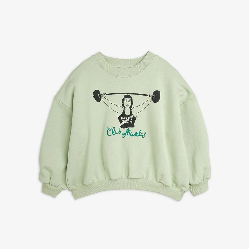 Світшот MINI RODINI "CLUB MUSCLES", світло-зелений