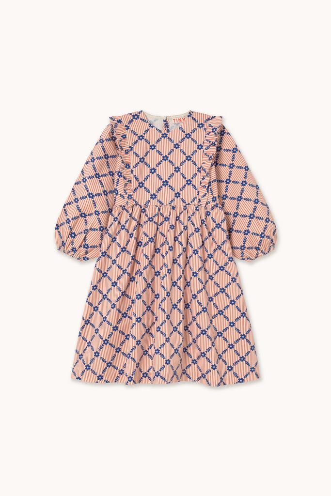 Сукня Tinycottons "FLOWER GRID", рожевий/синій