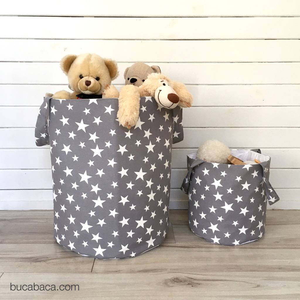 Корзина серая со звёздами