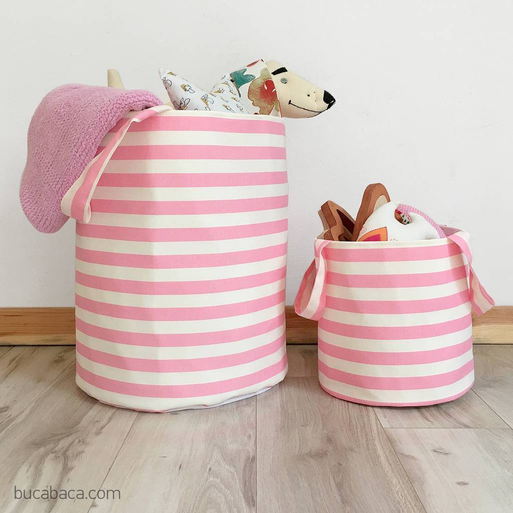 Корзина розовая полоса