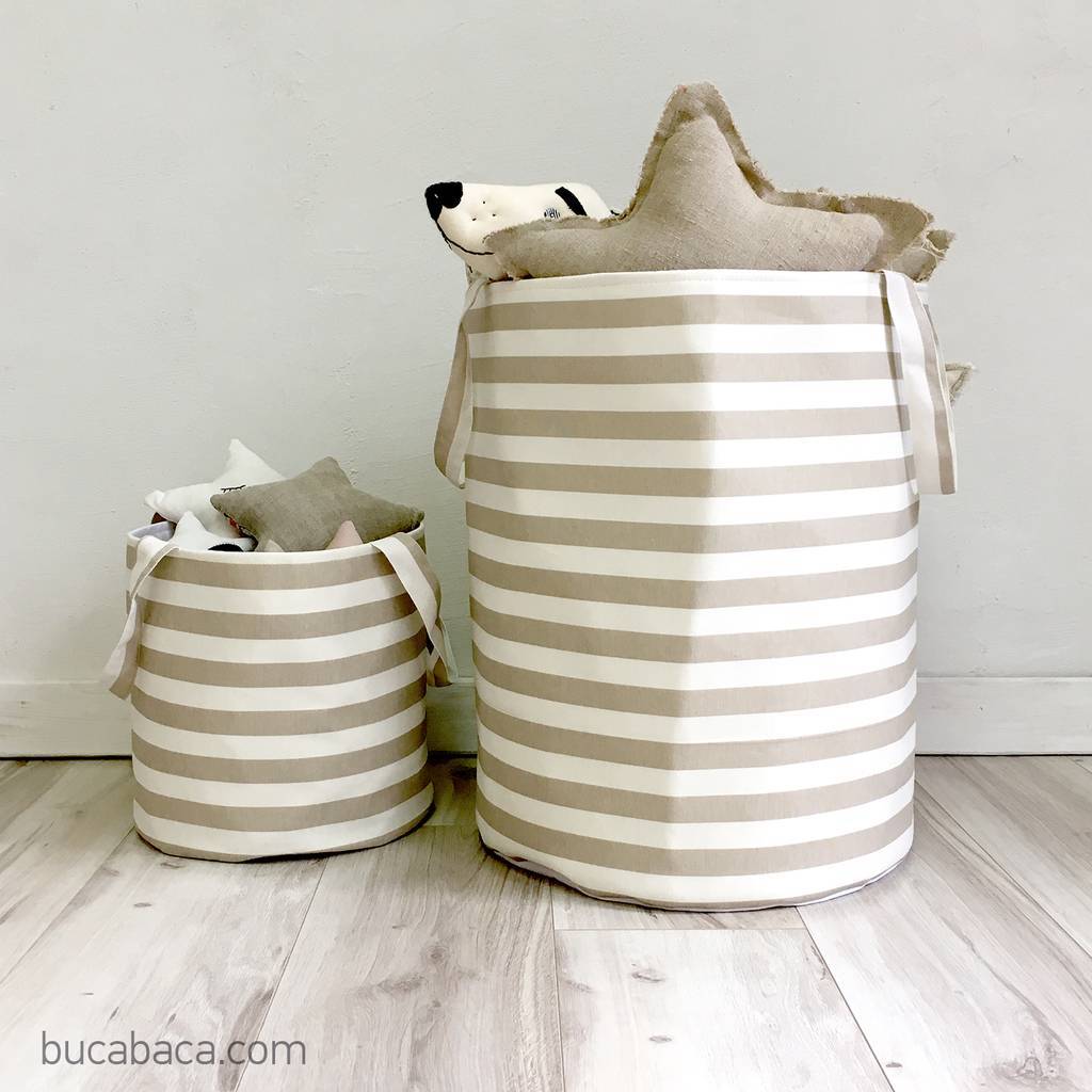 Корзина бежевая полоска
