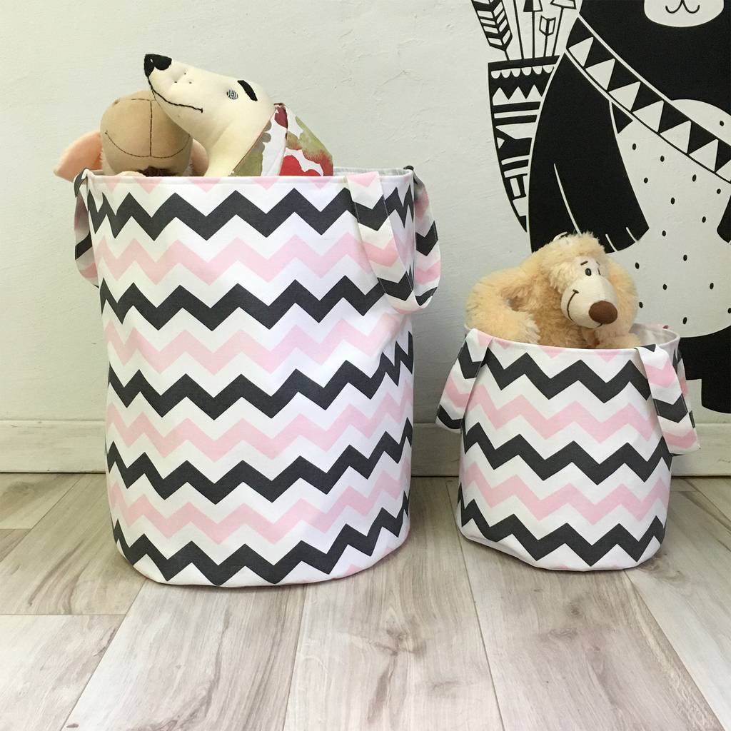 Корзина розовый шеврон