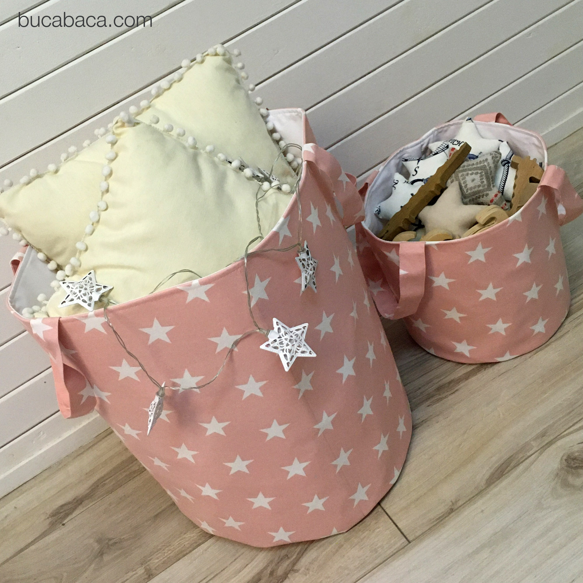 Корзина звёзды на розовом