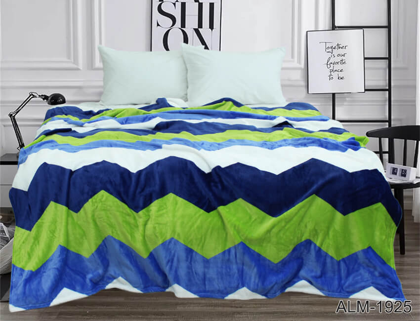 плед зигзаг зелено-голубой