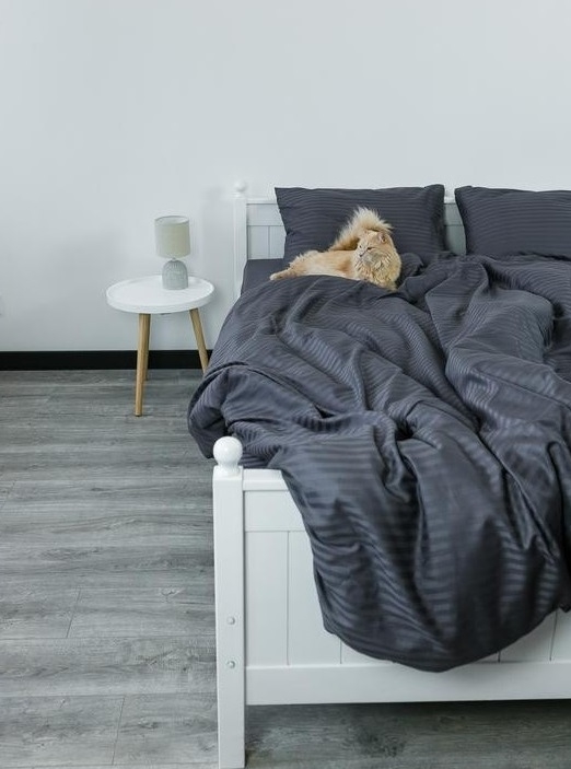 постельное белье страйп сатин графит фото 1