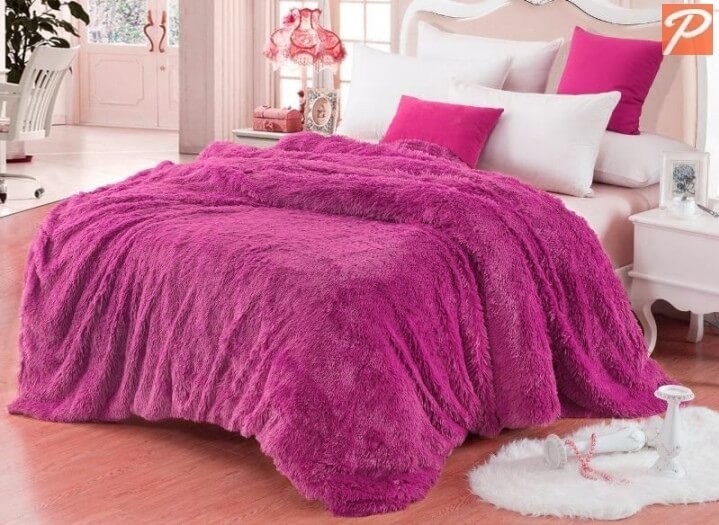 Фламинго плед-покрывало травка с длинным ворсом фото 1