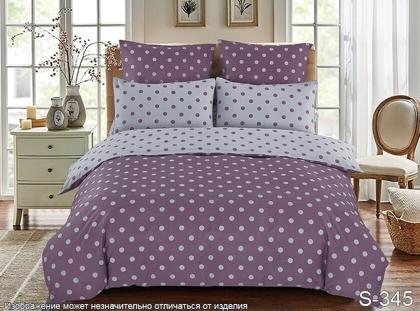 Сатин Таг Текстиль S 345 Фиолетовый в горошек фото 1