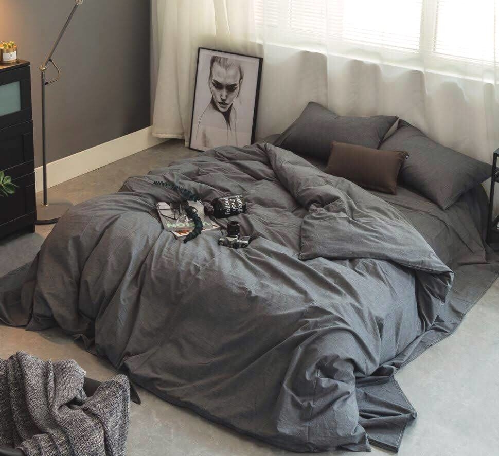 серое однотонное постельное белье бязь фото 3