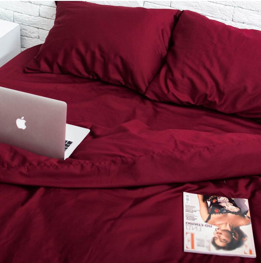 однотонное бордовое постельное белье бязь фото 1