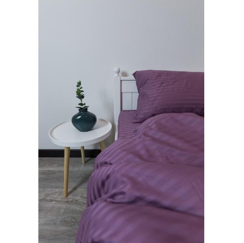 постельное белье страйп-сатин фиолетового цвета фото 1