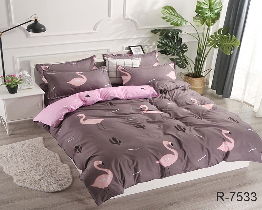 Постельное белье ранфорс фламинго