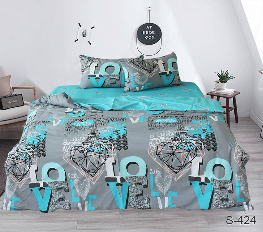 постельное белье сатин серого цвета Love Paris фото 1