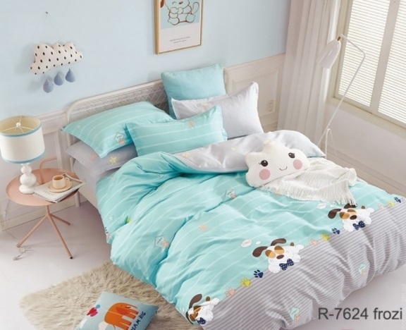 бирюзовое постельное белье с собачками R 7624 frozi