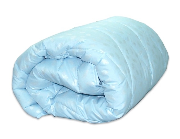 зимнее одеяло c подушками лебяжий пух голубого цвета