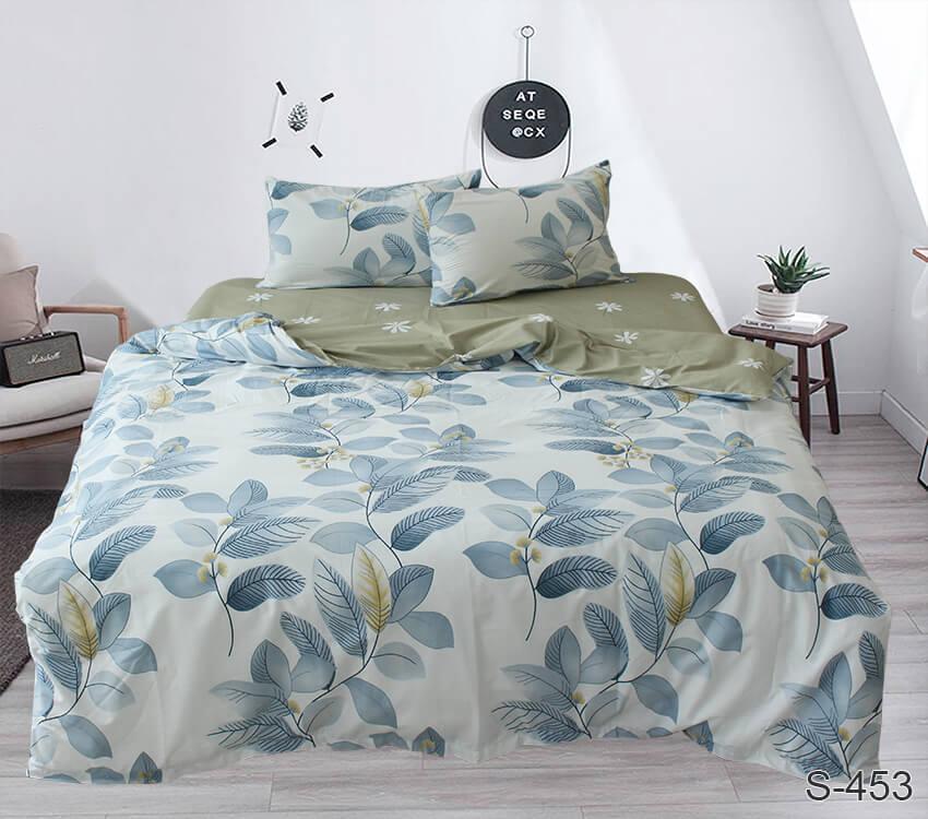 постельное белье сатин с листиками S 453 фото 1