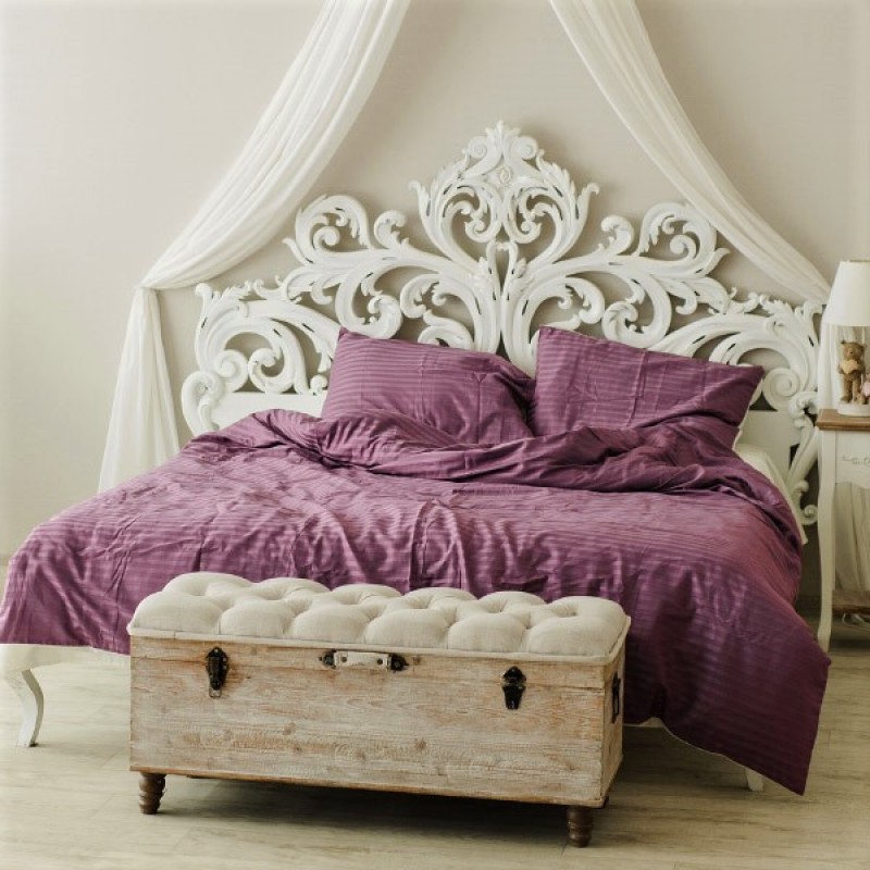 фиолетовое постельное белье страйп сатин фото 1